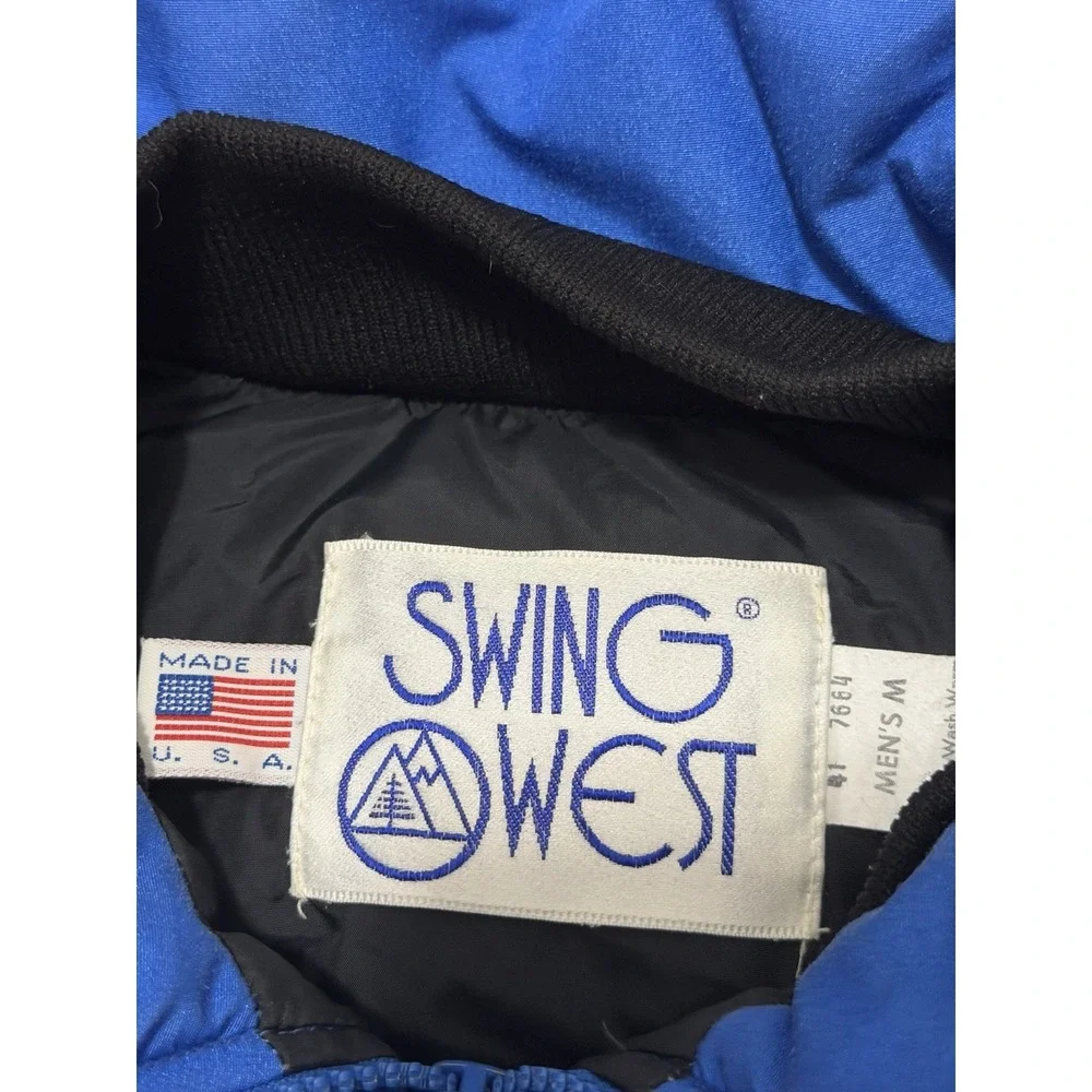 Swing West Vintage Down Ski Bomber Jacket Mens Medium Made In USA Blue